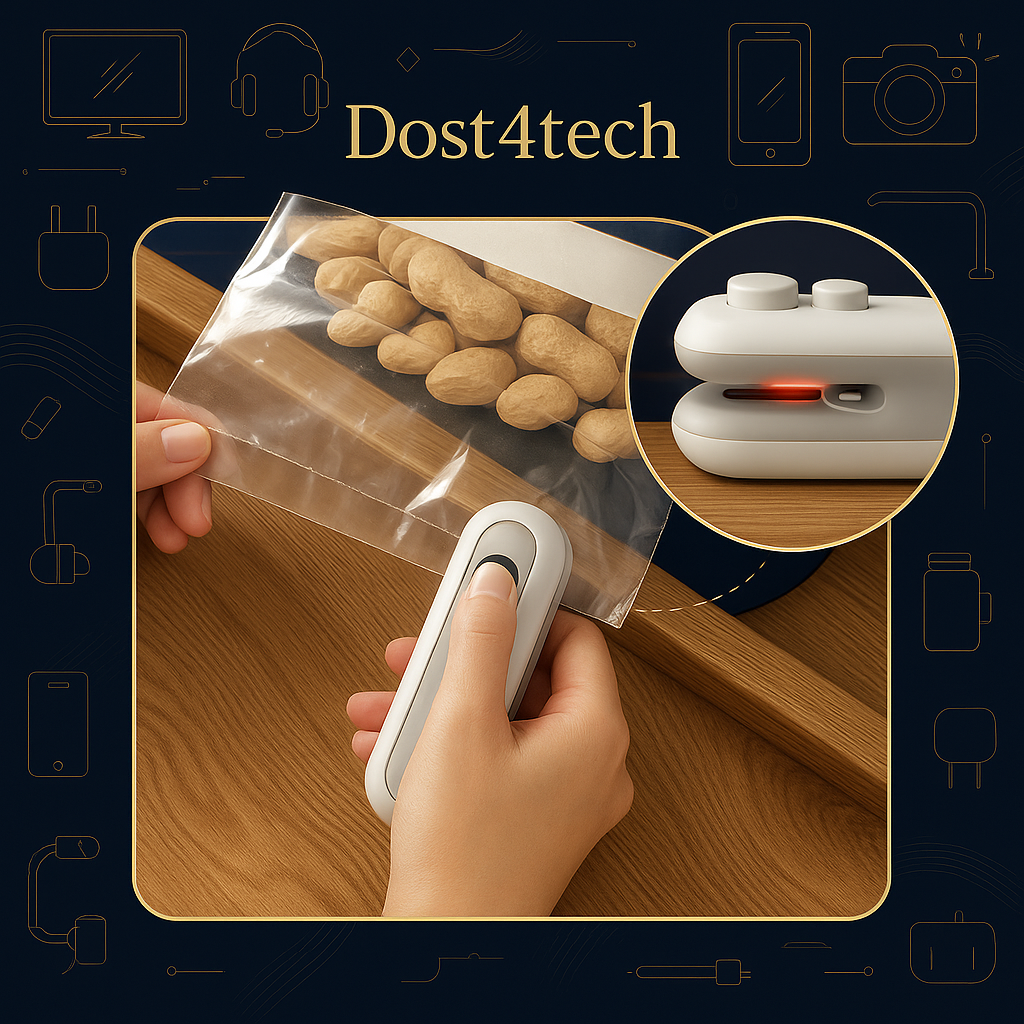 "Mini 2-in-1 Heat Sealer and Cutter - Portable USB Rechargeable Bag Sealer for Snacks, Chips, and Food Storage"