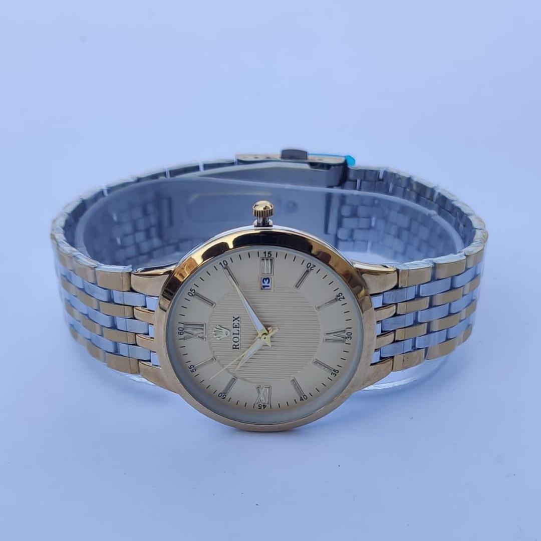 Men's Quartz Stainless Steel Watch – Silver Round Dial (38mm)