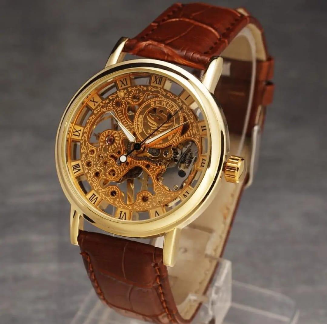 Men's Formal Chronograph Watch – Brown Leather Strap