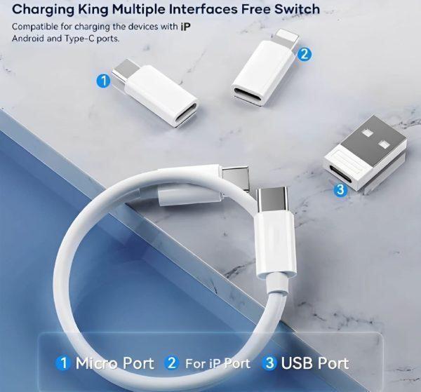 Multi-Functional 6-in-1 Black Storage Box with 5-in-1 Fast Charging Cable Kit