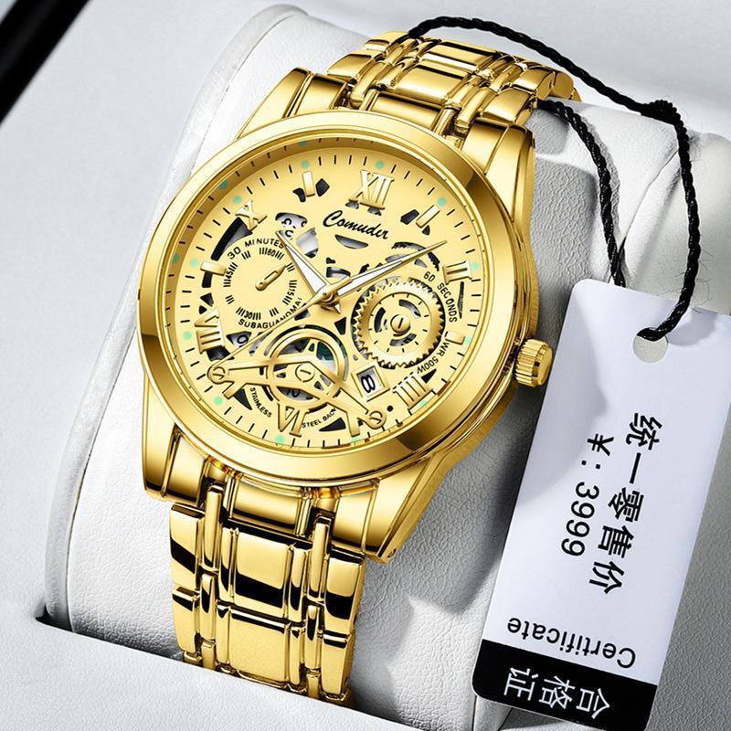 Men's Skeleton Watch – Waterproof, Luminous, Calendar | Stylish Mechanical Design