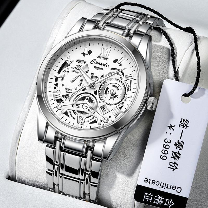 Men's Skeleton Watch – Waterproof, Luminous, Calendar | Stylish Mechanical Design