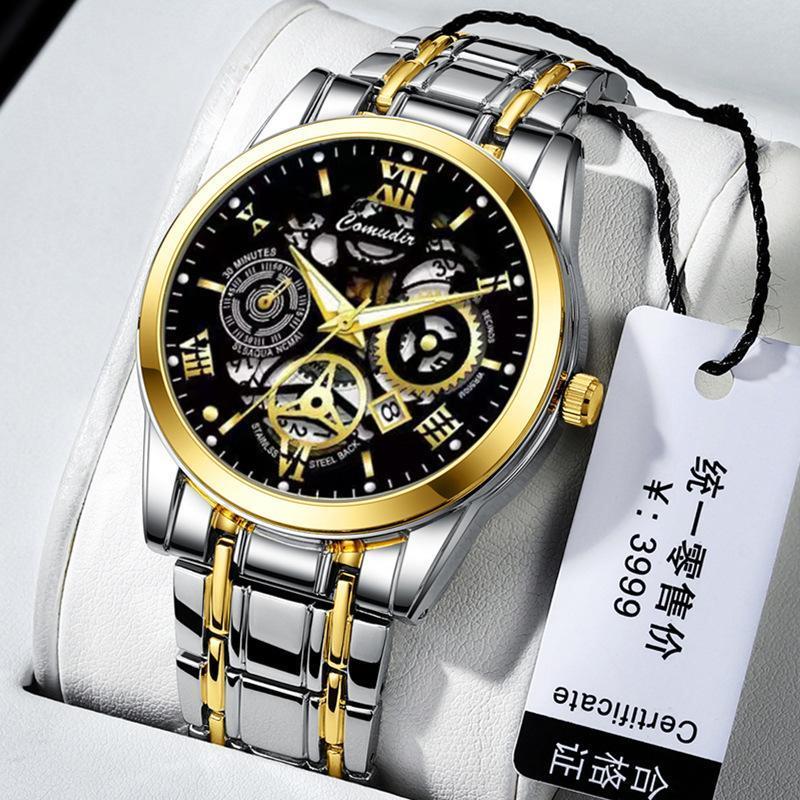 Men's Skeleton Watch – Waterproof, Luminous, Calendar | Stylish Mechanical Design
