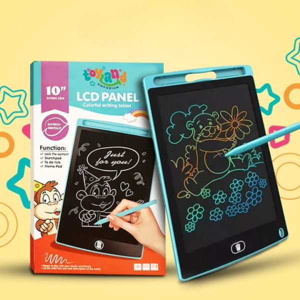 Electronic Writing Drawing Pads For Kids- (10 Inch Multi Color) LCD Writing Tablet