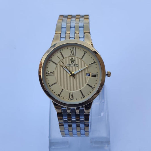 Men's Quartz Stainless Steel Watch – Silver Round Dial (38mm)