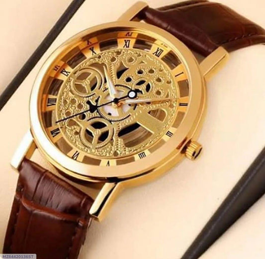 Men's Formal Chronograph Watch – Brown Leather Strap