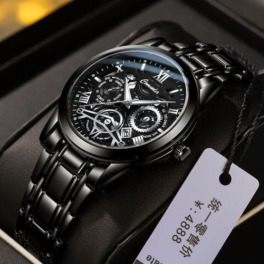 Men's Skeleton Watch – Waterproof, Luminous, Calendar | Stylish Mechanical Design