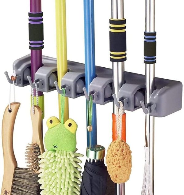 Mop and Broom Holder Wall Mount | Tool Organizer for Home, Garden, Garage & Storage (Random Color)