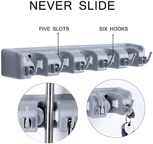 Mop and Broom Holder Wall Mount | Tool Organizer for Home, Garden, Garage & Storage (Random Color)